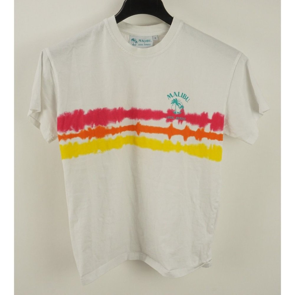 Malibu x Local Heroes Men's Small Short Sleeve White Jersey Graphic Crew T-Shirt